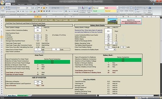 Calculate Size of Solar Panel, Battery Bank and Inverter