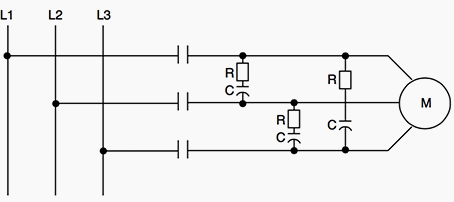 Suppression of a three-phase motor lead