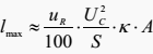 Maximum line length at a given permissible voltage drop