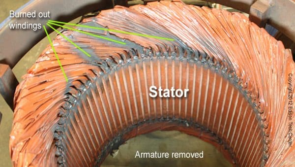 Large burned out induction motor