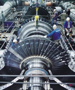 A steam turbine used to provide electric power