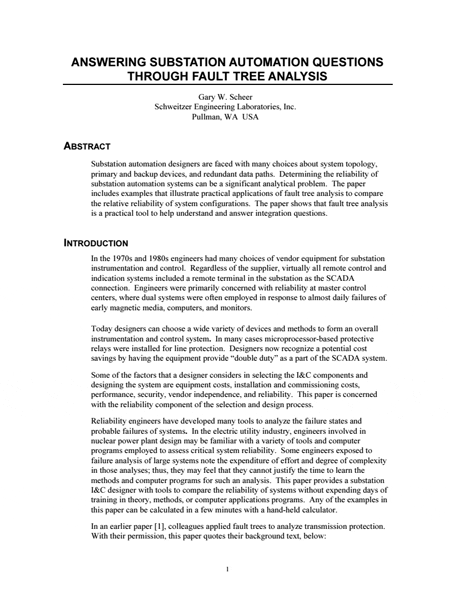 Answering Substation Automation Questions Through Fault Tree Analysis