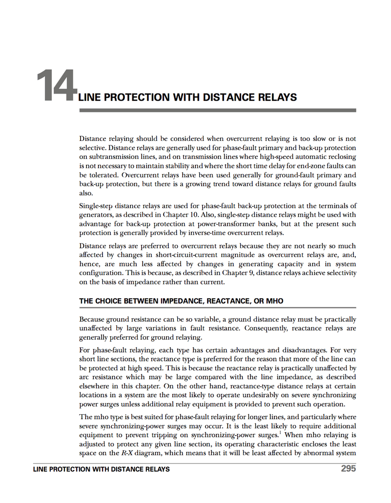 Line Protection With Distance Relays