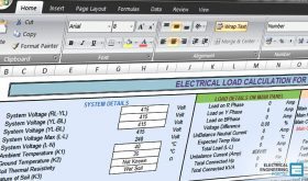 Calculate electrical load of panelboard (Excel spreadsheet)