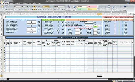 Calculate Electrical Load of Panelboard