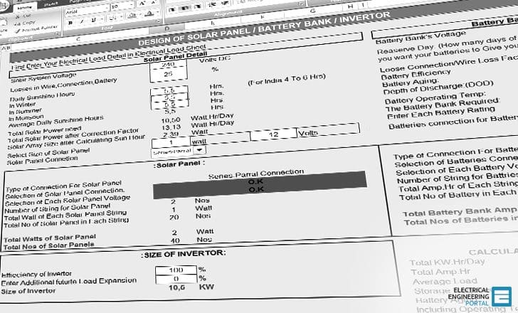 Calculate Size Of Solar Panel Battery Bank And Inverter