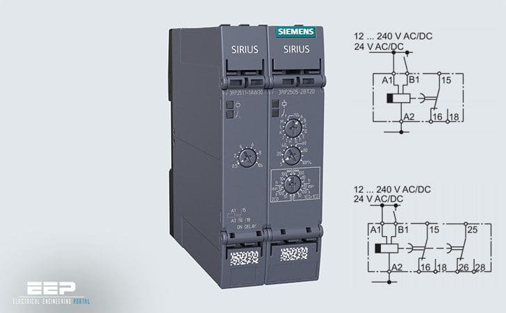 Siemens SIRIUS 3RP25 timing relay with microprocessor, OFF delay without auxiliary voltage, fully cover the functionality of the predecessor types on ASIC basis