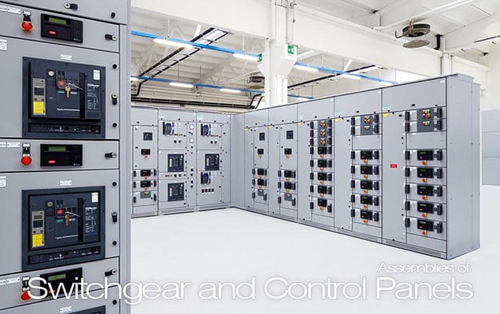 Assemblies of switchgear and control panels