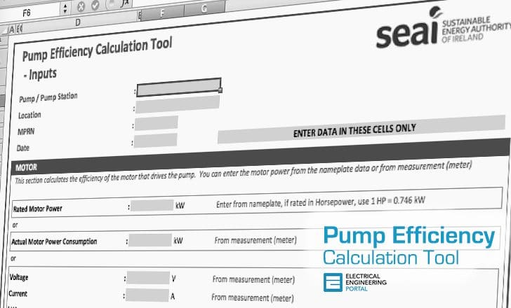 Pump Efficiency Calculation Tool (MS Excel Spreadsheet)