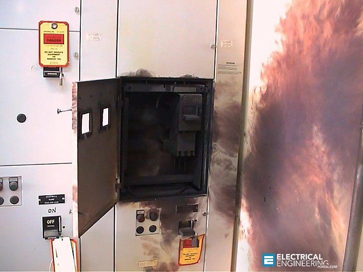 Arc flash in low voltage switchboard cubicle