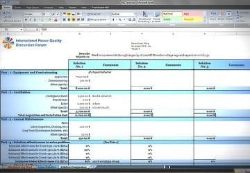 Power Quality Solution Selection Spreadsheet