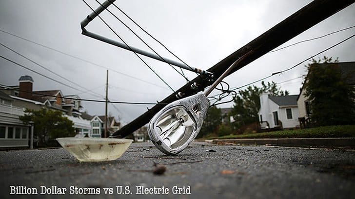 A street light and utility pole brought down by Hurricane Sandy lay on the street in Avalon, N.J. About 2.5 million customers had no power Tuesday in New Jersey. (photo by Mark Wilson via npr.org)