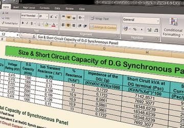 Spreadsheet to Calculate Short Circuit Capacity of Diesel Generator Synchronizing Panel