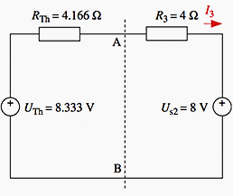 The left side of the circuit can now be substituted by its Thévenin equivalent