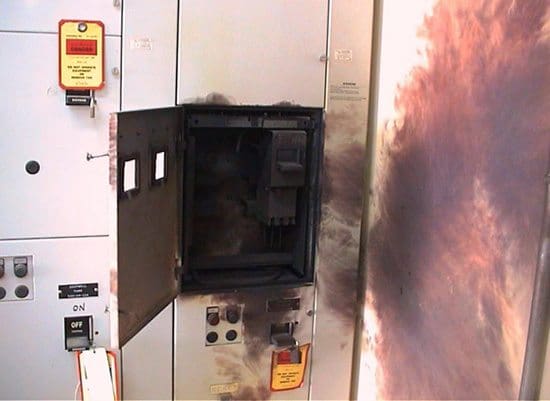 Arc flash in low voltage switchboard cubicle