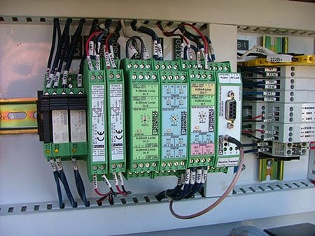 RTU cabinet usually equipped with RTU, radio, and field wiring terminations