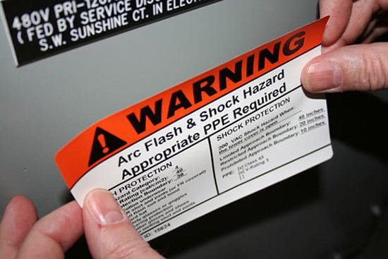 Arc-flash warning sticker