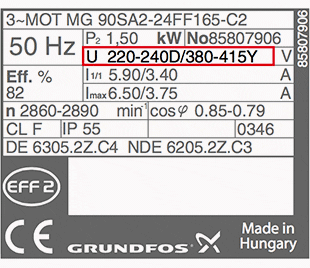 Voltage on motor nameplate