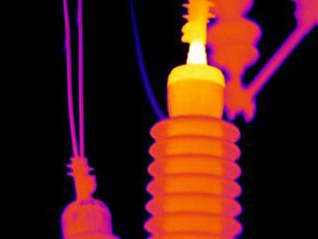 Infrared (IR) scan of a transformer bushings