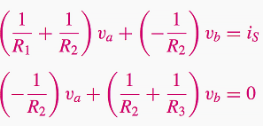 Substituting the expression for the three currents in the nodal equations - reformulated