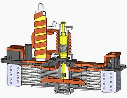 The contacts of a high current-limiting circuit breaker