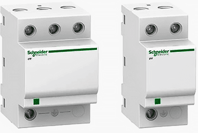 Low voltage surge arresters (Schneider Electric iPF65 and iPF8).