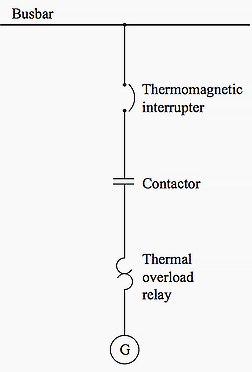 Schematic of low voltage breaker protection for low power motor