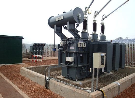 Solar power transformer and cable connections