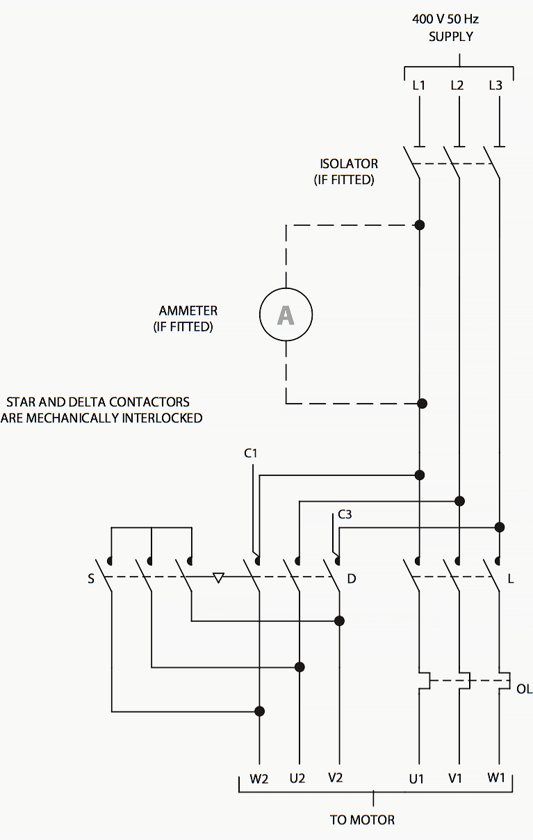 Wiring diagram of star-delta starter