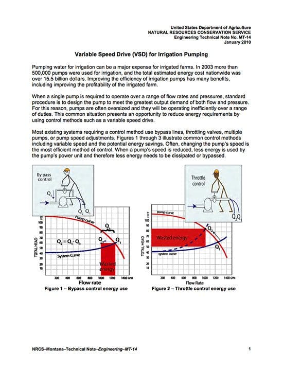 Variable Speed Drive (VSD) for Irrigation Pumping - United States Department of Agriculture / NATURAL RESOURCES CONSERVATION SERVICE