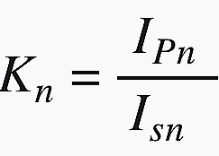 Nominal ratio between primary and secondary currents