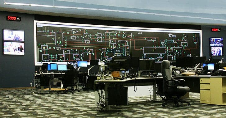 SCADA video wall in operations control center, Austin Energy