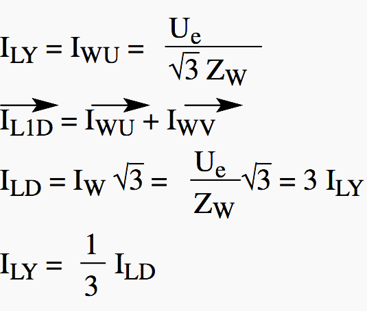 Current ratios for star and delta connections