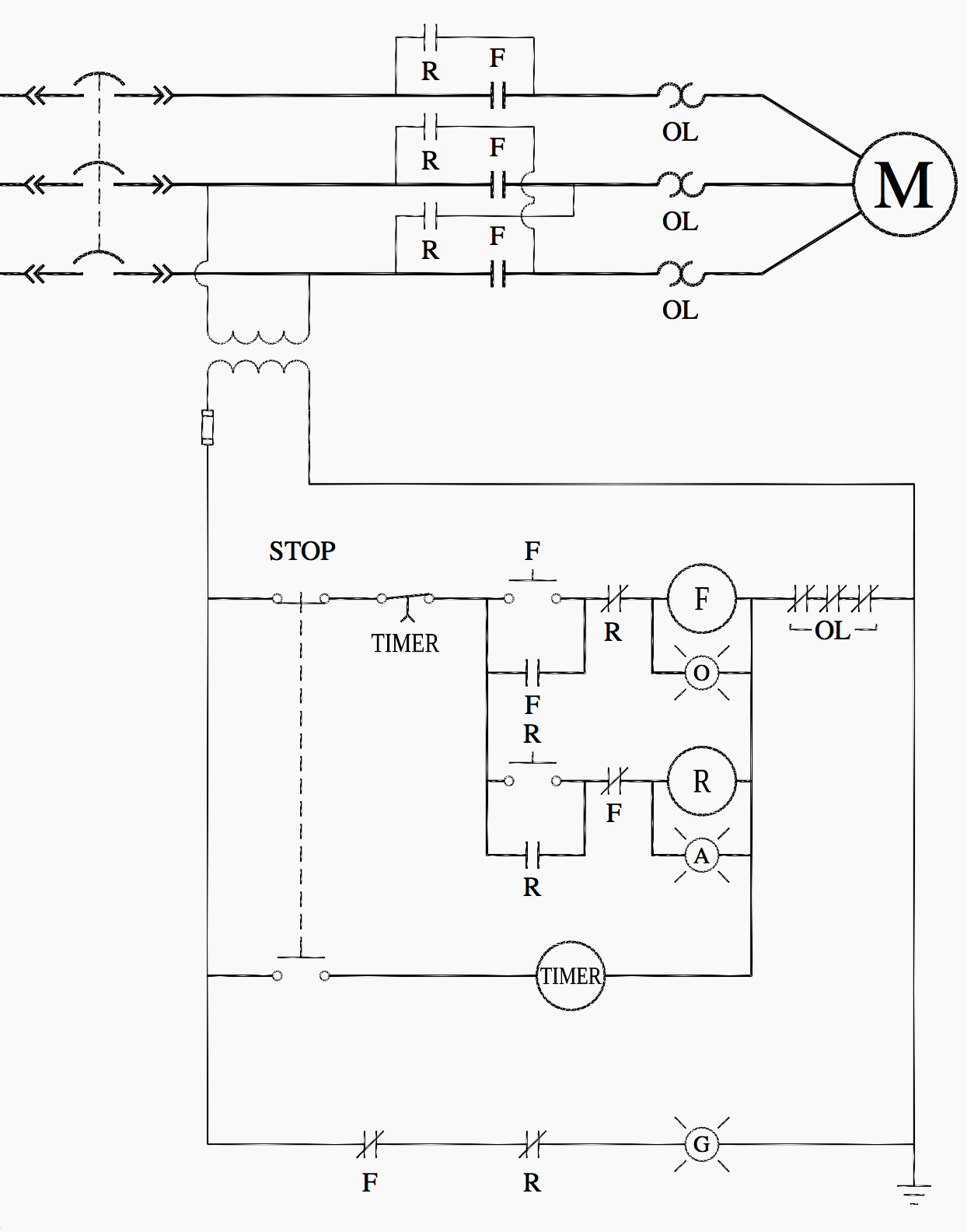 example of a auto forward and reverse motor control circuit