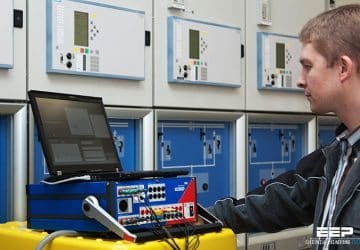 Commissioning of protection relays using test equipment and software