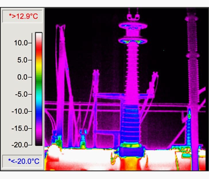 Infrared image of defective bushing