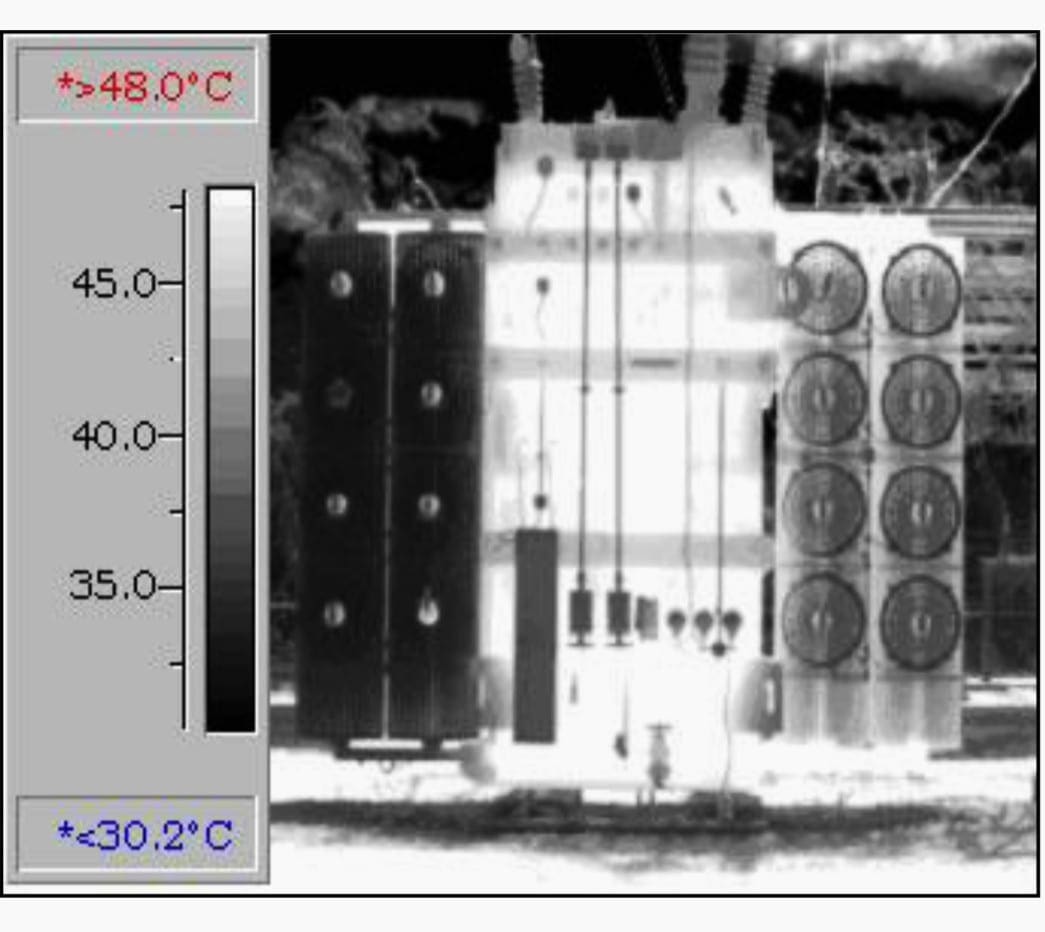 Infrared image showing blocked radiators