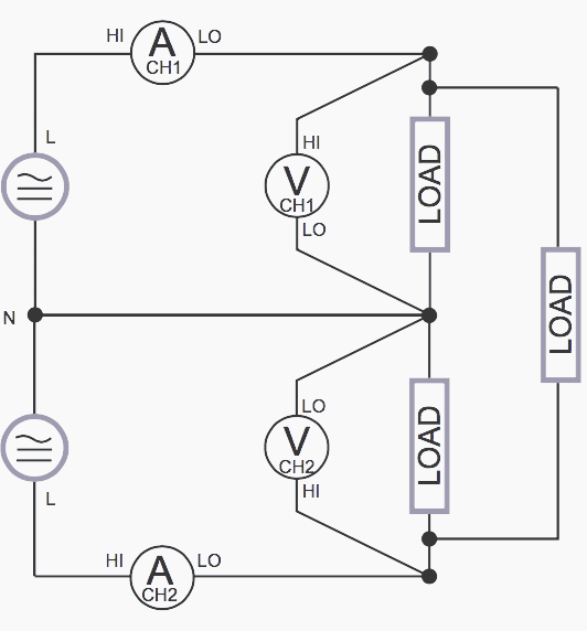 Single phase three wire wattmeter method