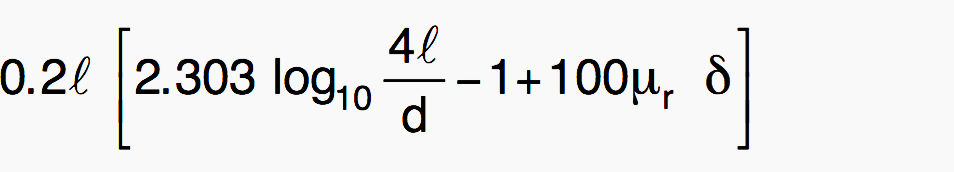 The self-inductance L (μH) for a cylindrical conductor