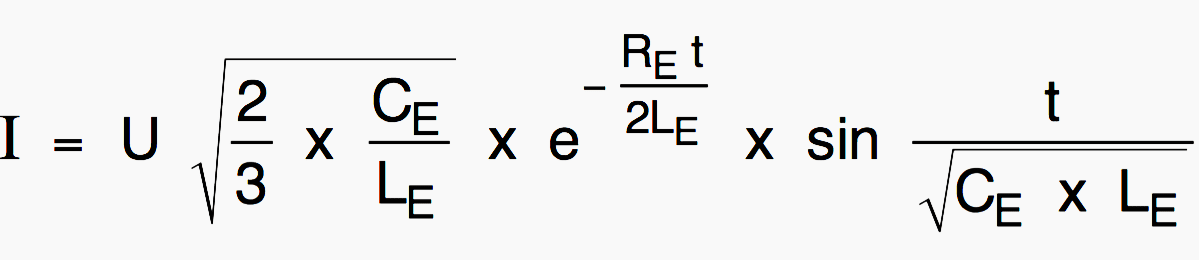 Inrush current formulae