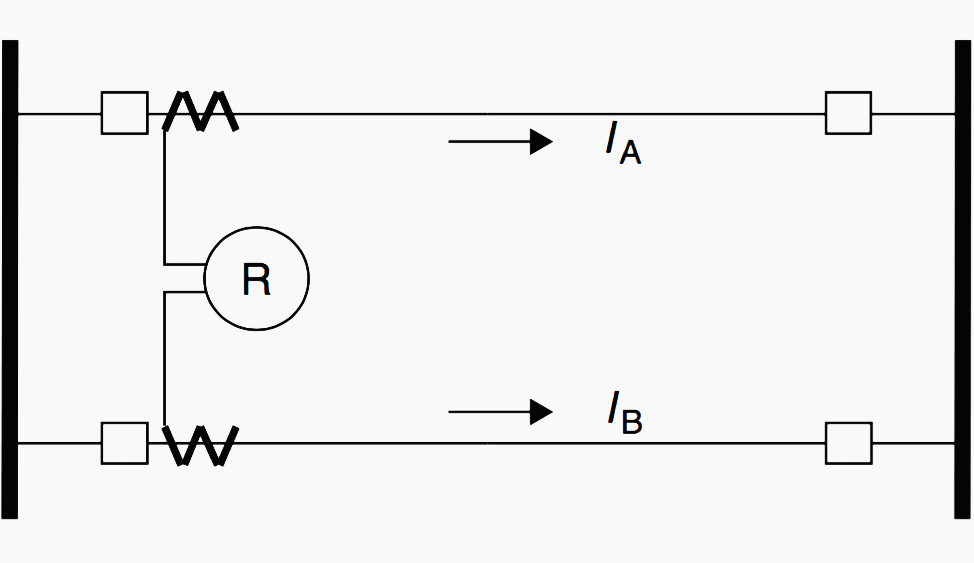 Magnitude comparison relaying for two parallel transmission lines