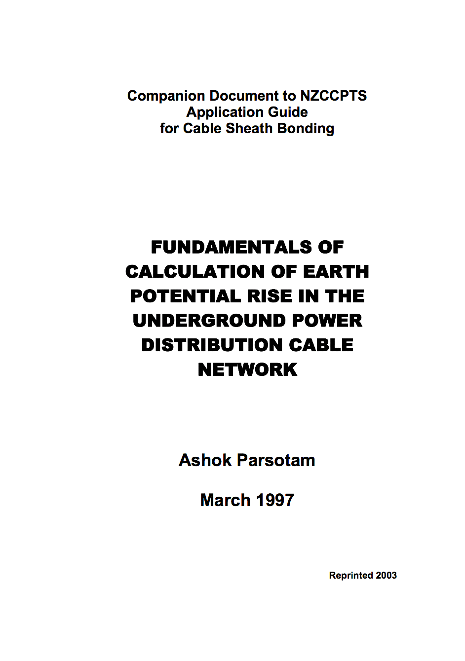 Calculation of earth potential rise in the underground power distribution cable network