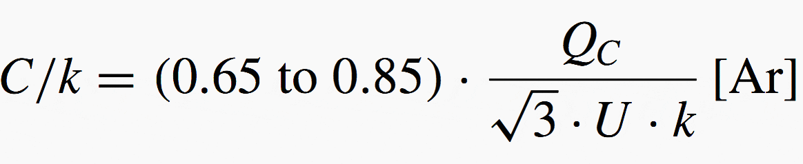 ‘C/k’ value – value that is calculated by the step size C divided by the ratio k of the current transformer.