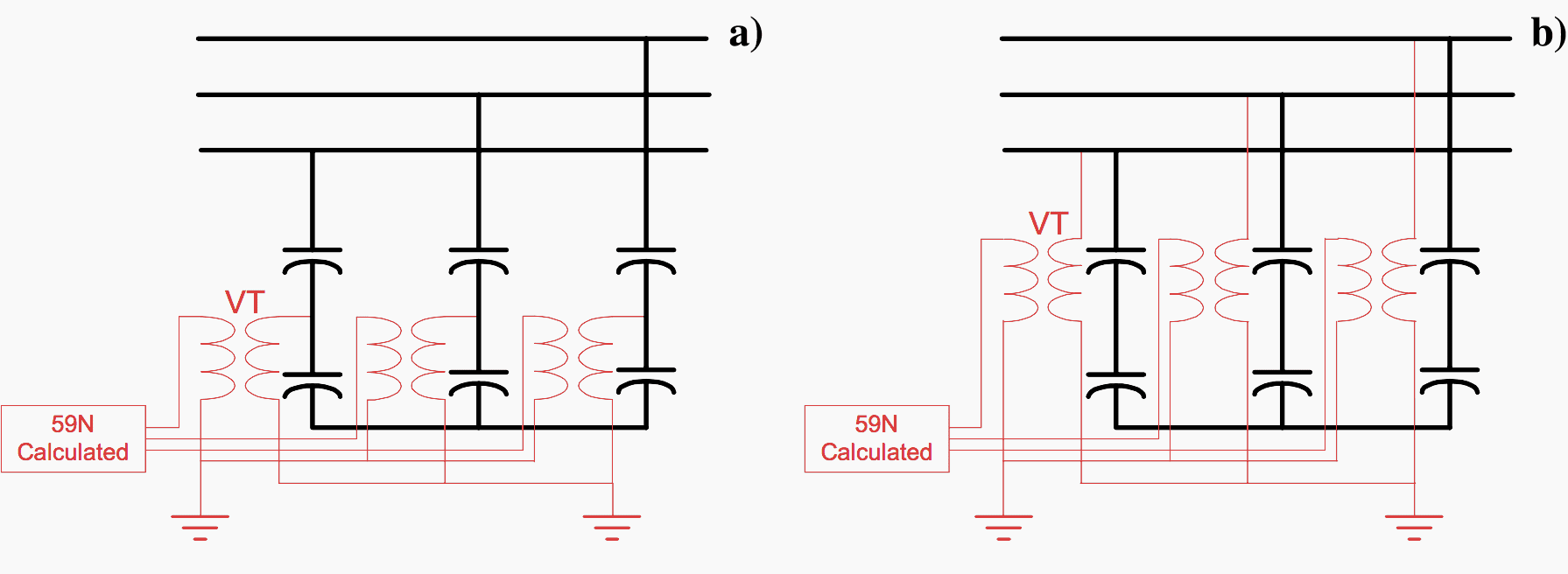 Modern digital relays can calculate the zero sequence voltage from the phase voltages