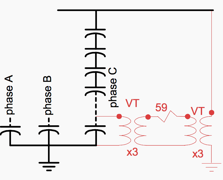 Voltage Differential Scheme for Grounded Single Wye SCB