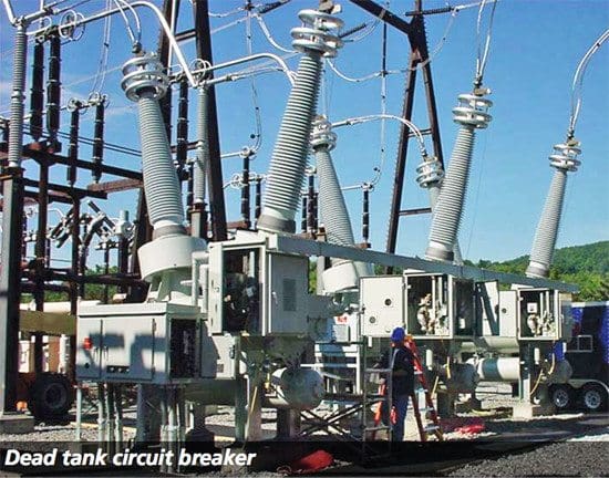 Dead-tank circuit breaker