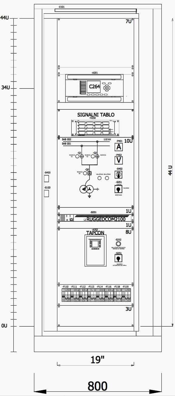 Control protection panel front view