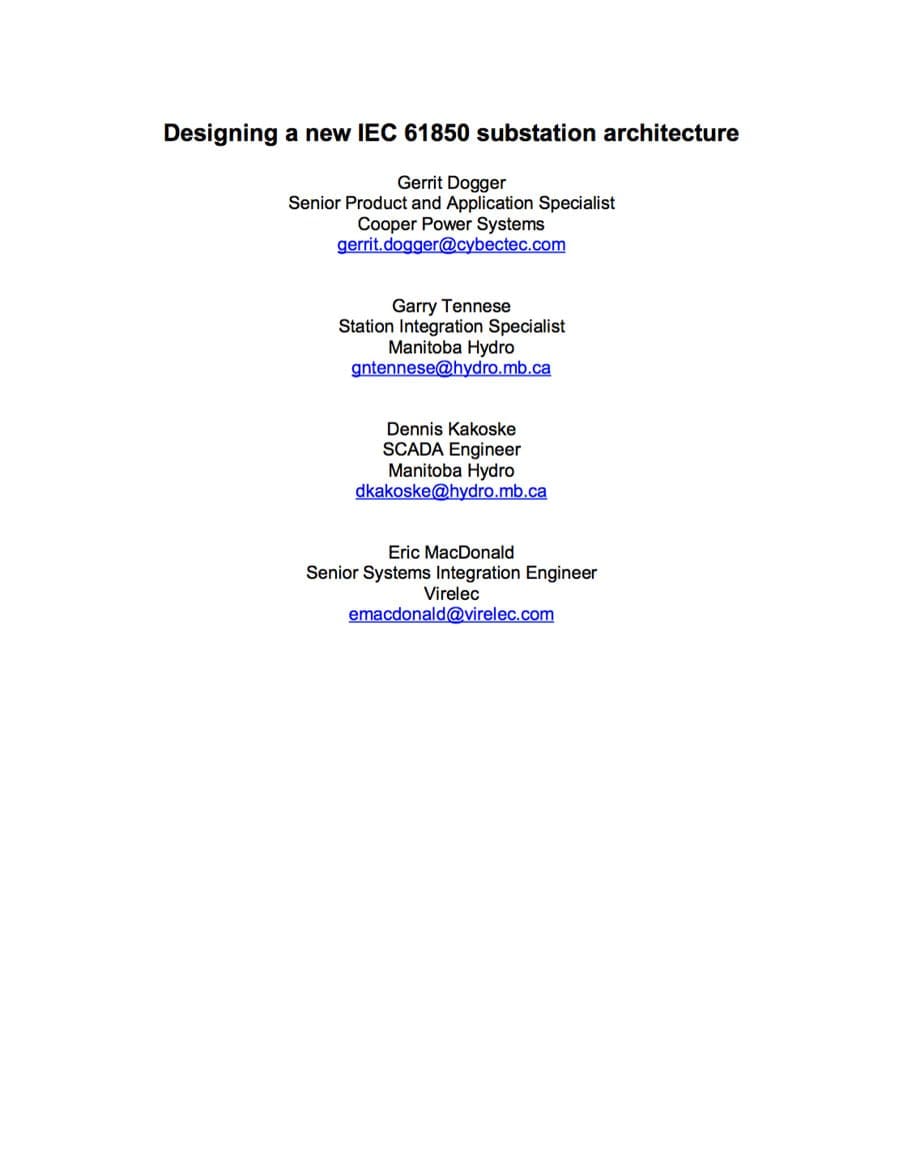 Designing a new IEC 61850 substation architecture and solving encountered issues