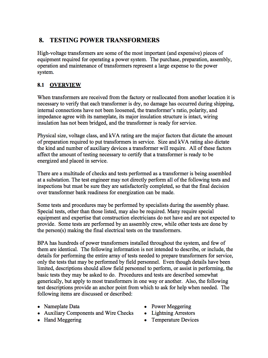 25 High Voltage Transformer Tests and Commissioning Procedures (Before Energizing)