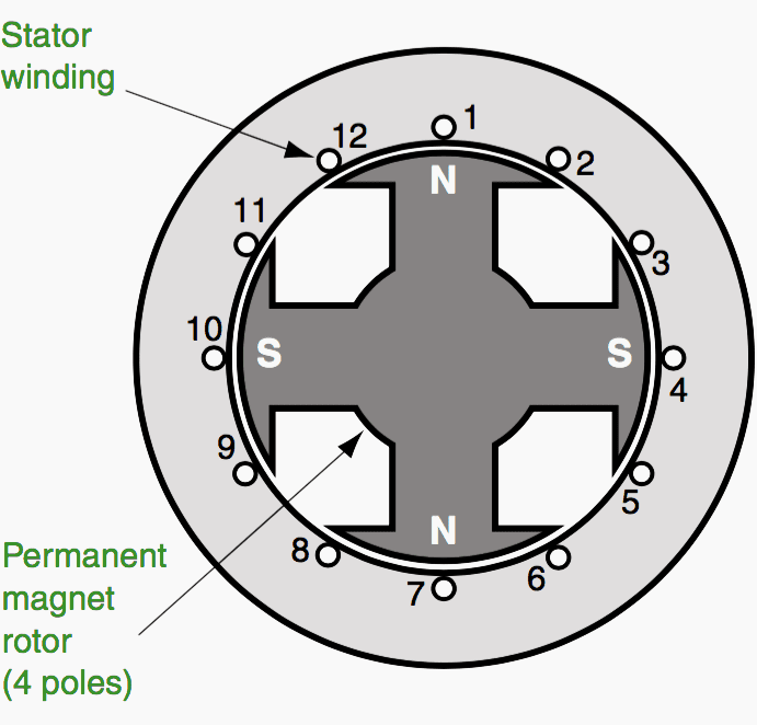 Cross-section of a permanent magnet motor